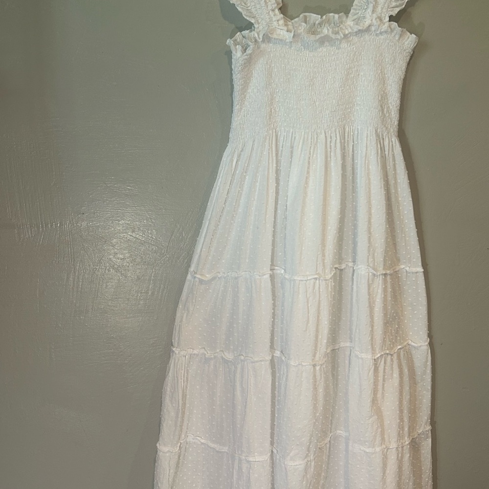 Hill House White Swiss Dot Midi Nap  Dress